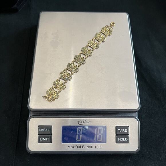 Vintage MCM Gold Tone Butterfly Link Bracelet Iridescent Finish 1960s–70s - Picture 10 of 10